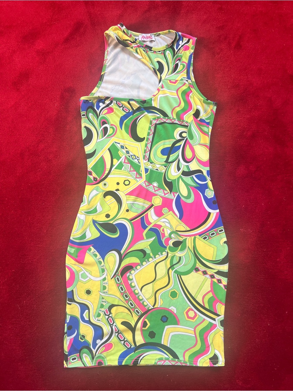 Pucci - Esque Vibrant Multi-Color Asymmetrical Neckline Bodycon Dress Size Small